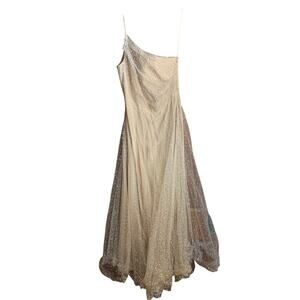SAU LEE Sheer Formal Princess Ethereal One Shoulder Dress Polka Dot 0